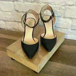 Nine West Callen Black Leather Ankle Strap Size 5 1/2 M